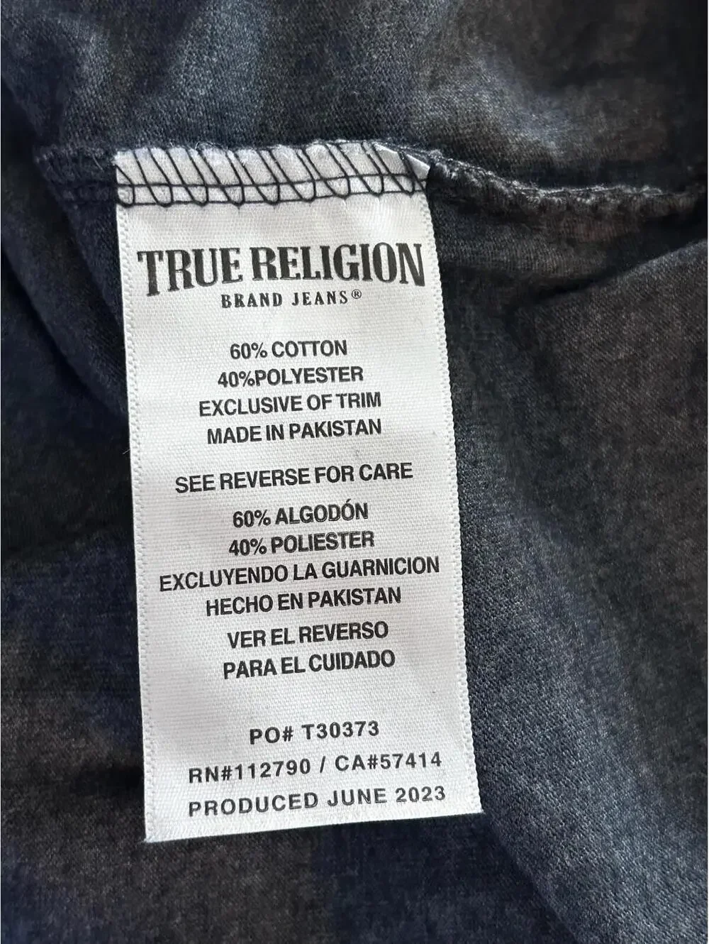 True Religion Mens Hooded Henley Long Sleeve Tee Dark Denim Heather L $109